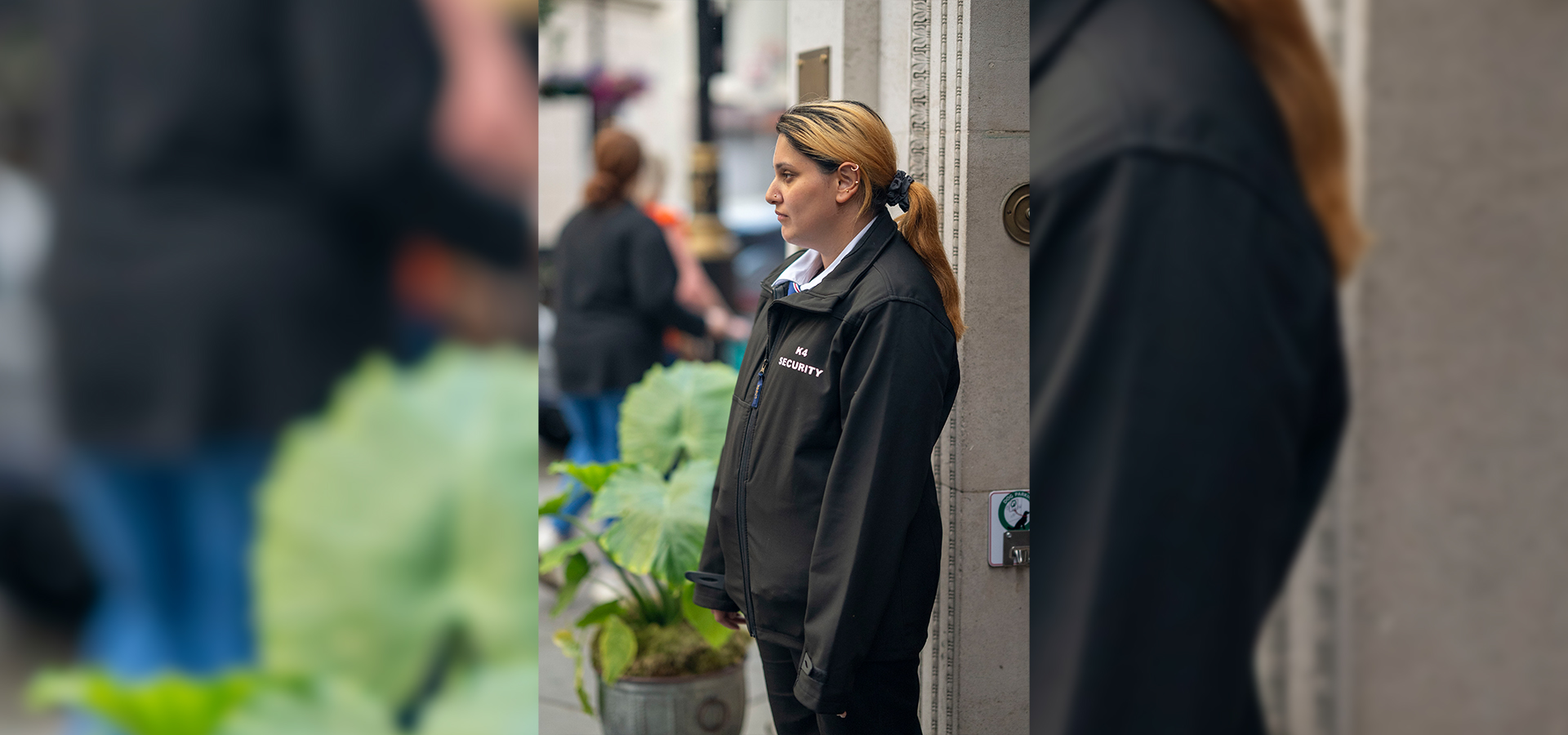 A women security operative giving her 100% while doing static security job.